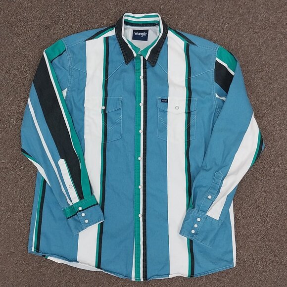 Wrangler Men's Vintage Brushpopper Classic Fit Long Sleeve Snap Shirt - Picture 1 of 2